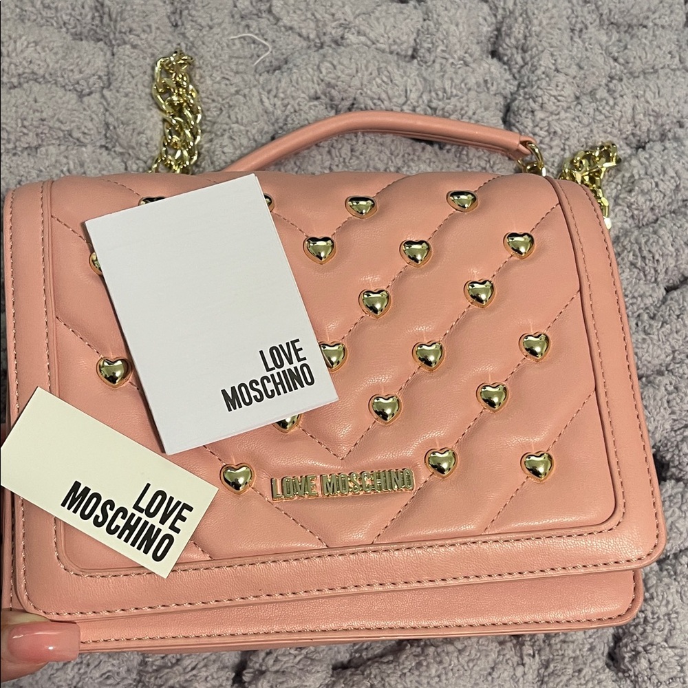 Love Moschino Pink Heart-Studded Crossbody Bag - Picture 12 of 12